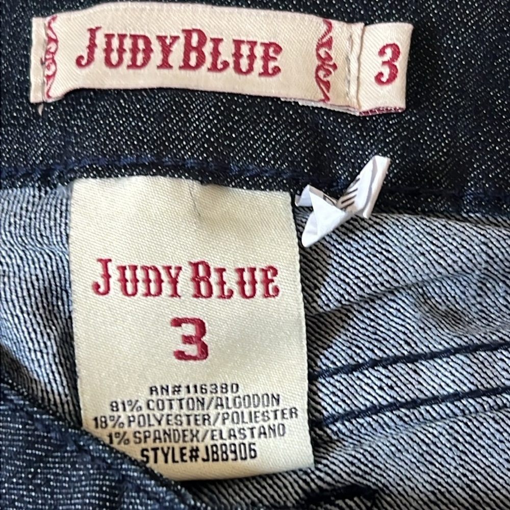 Judy Blue Rhinestone Straight Leg Stretch Mid Rise Indigo Denim Jeans Size 26 - Picture 6 of 6